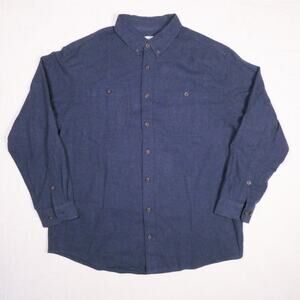 Duluth Trading Co. Dark Blue Flannel Size XL Tall Relaxed Fit 100% Cotton Woodsy